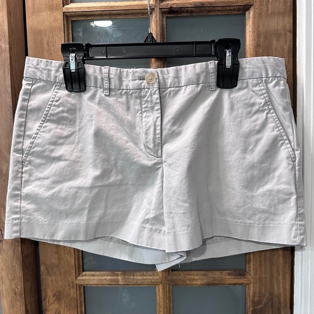 Gap Chino Shorts Women Size 10 Grey Solid Cotton Casual Summer Mid Rise Classic